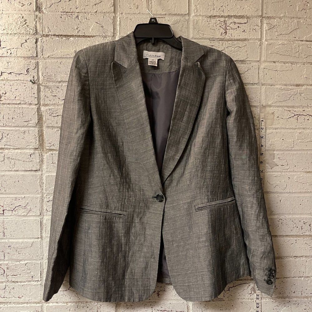 Calvin Klein Gray Single Button Front Blazer Jack… - image 2